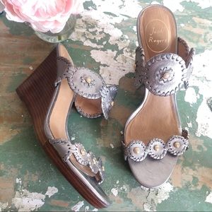 JACK ROGERS Layne Wedge Metallic Sandal 10
